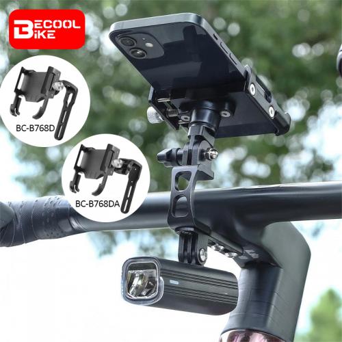 2 In 1 Bicycle Mobile Phone Support Intergrated Handlebar Phone Stand CNC Aluminum Alloy Gopro Headlight Holder BC-B768D&BC-B768DA