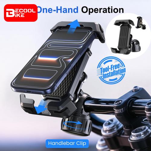 Moto&Bike Phone Mount - Anti-Vibration Handlebar Clamp for iPhone&Android 360 Roatation Shock Absorber (Fits RoadMTB) BC-B847