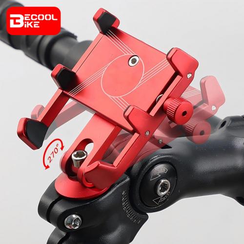 Aluminum Alloy Bicycle Cell Phone Holder Anti-Slip Phone Navigation Stand with 6mm Screw Cushioning Pad for StemHandlebar Mount BC-B849