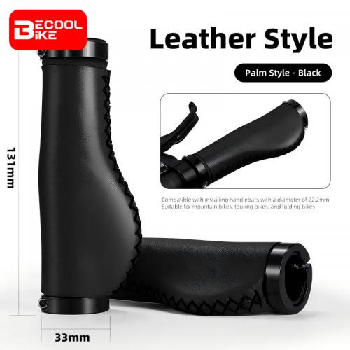 Soft Leather Bicycle Handlebar Grips Anti-Slip Shock-absorbing Bike Grips With Aluminum Lock Cycling Handle Cov BC-GR6482 
