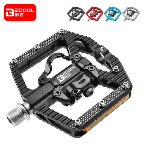 Self-locking Bike Pedal 3 Bearings Wide Ultralight Anti-slip CNC MTB SPD Pedal Aluminium Alloy Bicycle Pedals BC-PD512