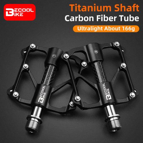 Ultralight Road Bike Pedals Titanium Shaft Carbon Tube Lightweight Racing Bike Pedals 3 Bearings Non-Slip Pedals BC-PD535