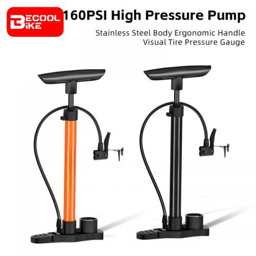 High Pressure Bicycle Air Pump With Pressure Gauge 160 PSI Stainless Steel Floor Pump MTB Road Bike Tire Inflator BC-PP1031 
