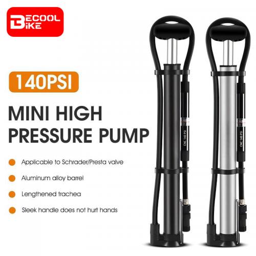 Long Hose Bike Pump Mini Portable Bicycle Foot Pump with Gauge Presta & Schrader Valve Cycling Fork Tire Air Pump BC-PP1032