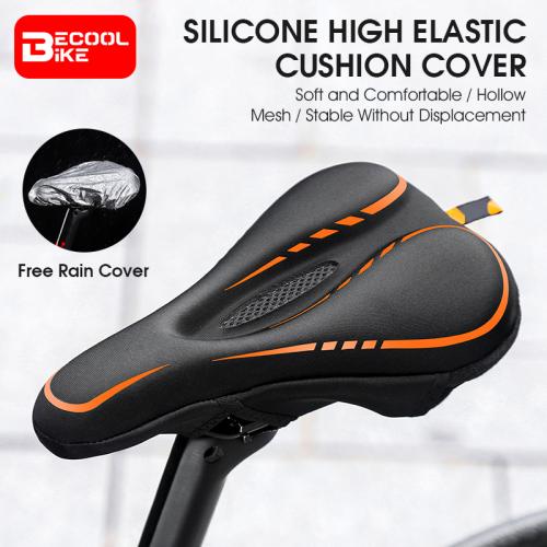 Bike Saddle Cover Soft Silicone Padded Bicycle Seat Anti-Slip Gel Cushion for Mountain Road Bike With Rain Cover BC-SD5014
