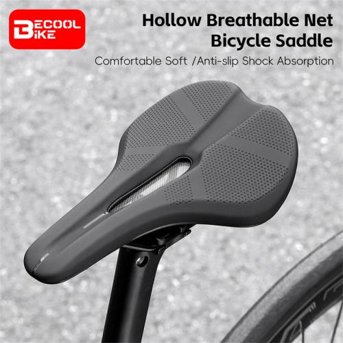 Bicycle Seat Cushion 140mm Short Nose Road Bike Mesh Hollow Breathable Shock-Absorbing Saddle Gravel Bicycle Parts BC-SD5022