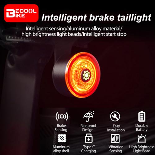 Smart Bike Tail Light Bicycle Rear Lights IPX6 Waterproof Bike Lights For Night Riding With Type-C Rechargeable BC-TL5615