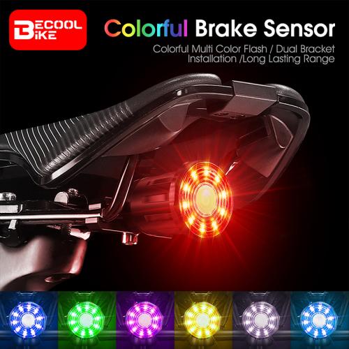 Colorful Bike Taillight Smart Brake Sensor Tail Light USB Charging Mini Portable Bicycle Rear Light BC-TL5634C